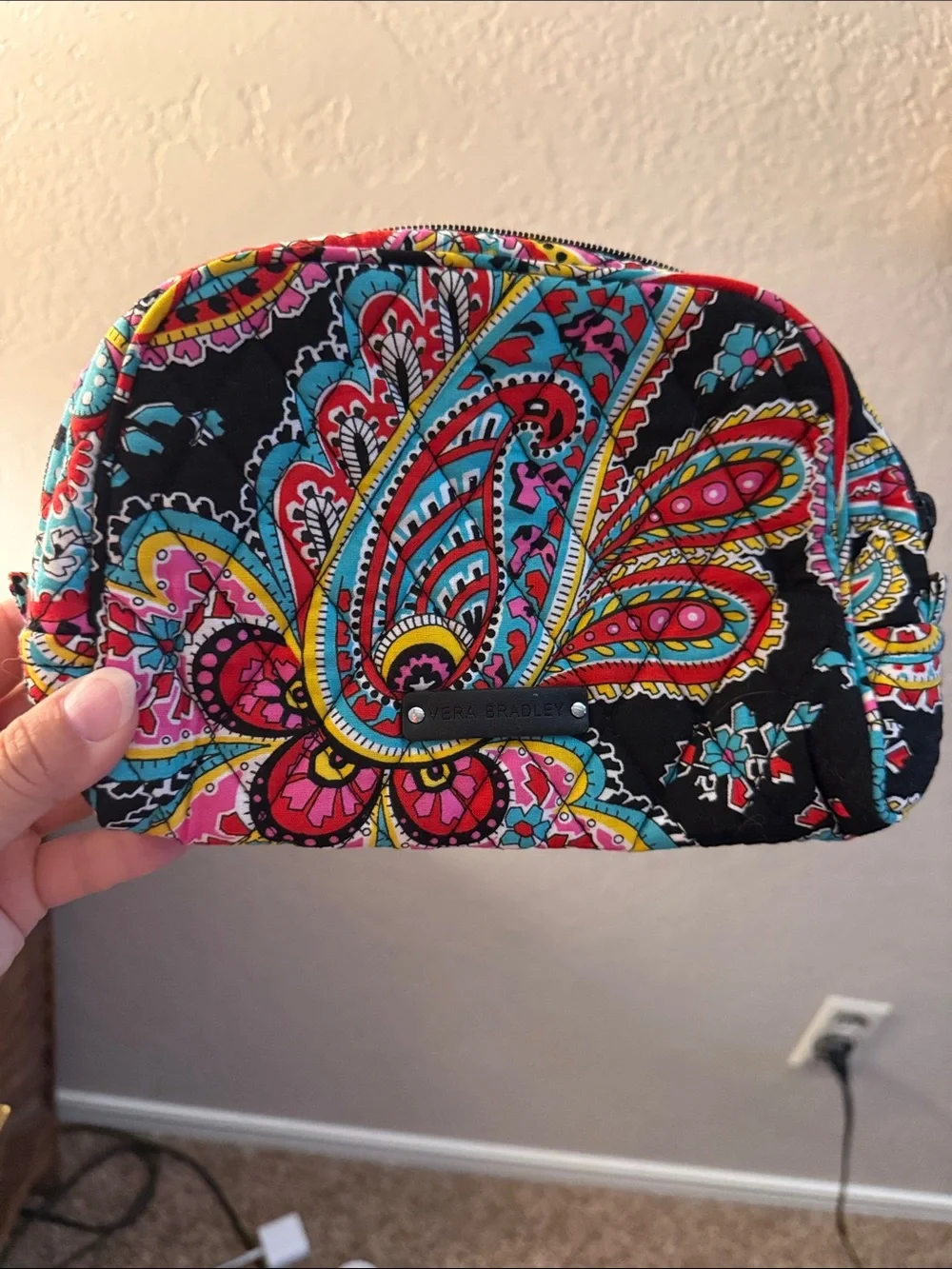 Vera Bradley Retired Black Floral Paisley Cosmetic Case